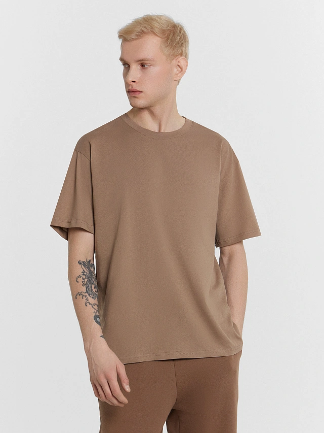 Футболка мужская бежевая - 6