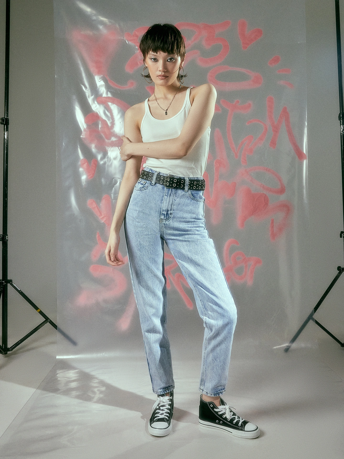 Джинсы женские Mom fit голубые