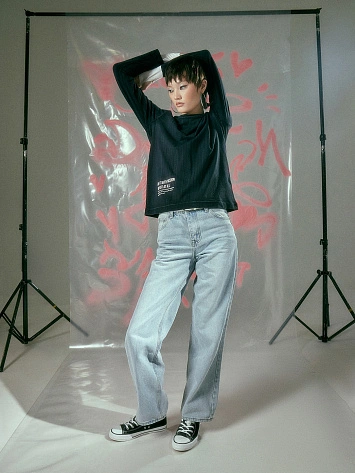 Джинсы женские wide leg fit голубые