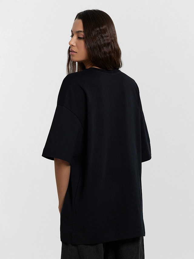 Футболка женская оверсайз черная с принтом "Play" - 2