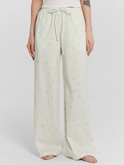 картинка Брюки домашние женские в полоску с принтом "лимоны" от магазина стильной одежды Mark Formelle