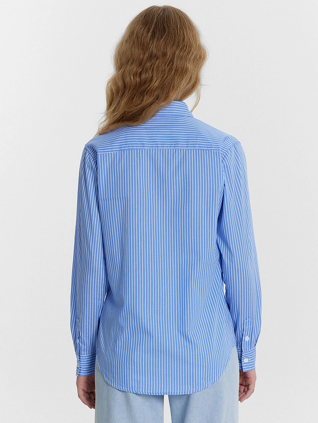 Рубашка женская синяя в полоску - 4