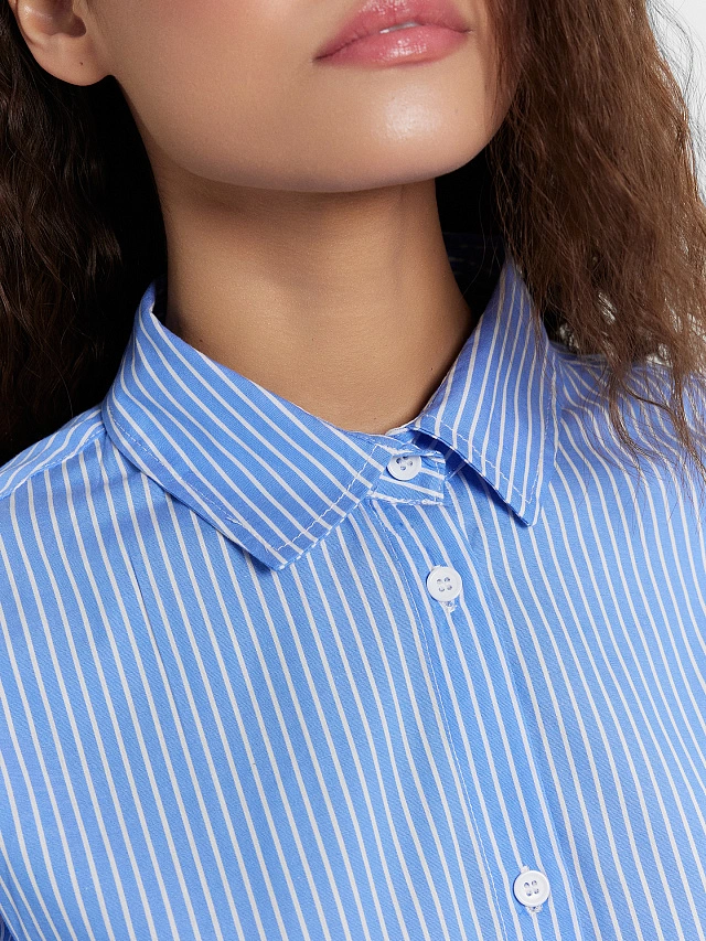Рубашка женская синяя в полоску - 5