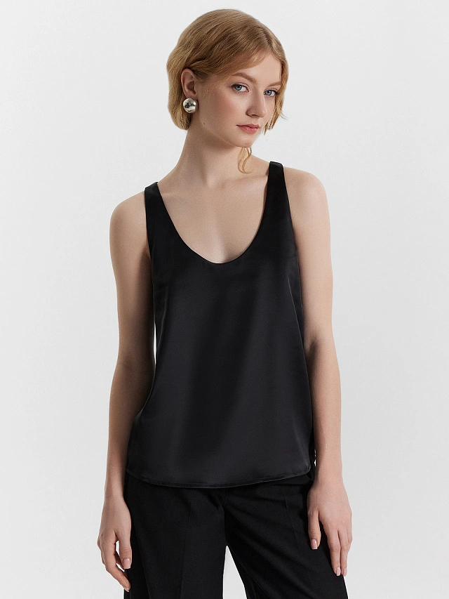 Блузка женская черная на бретелях - 3