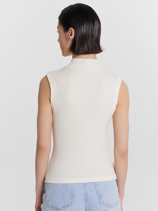 Топ женский кремовый в рубчик - 2