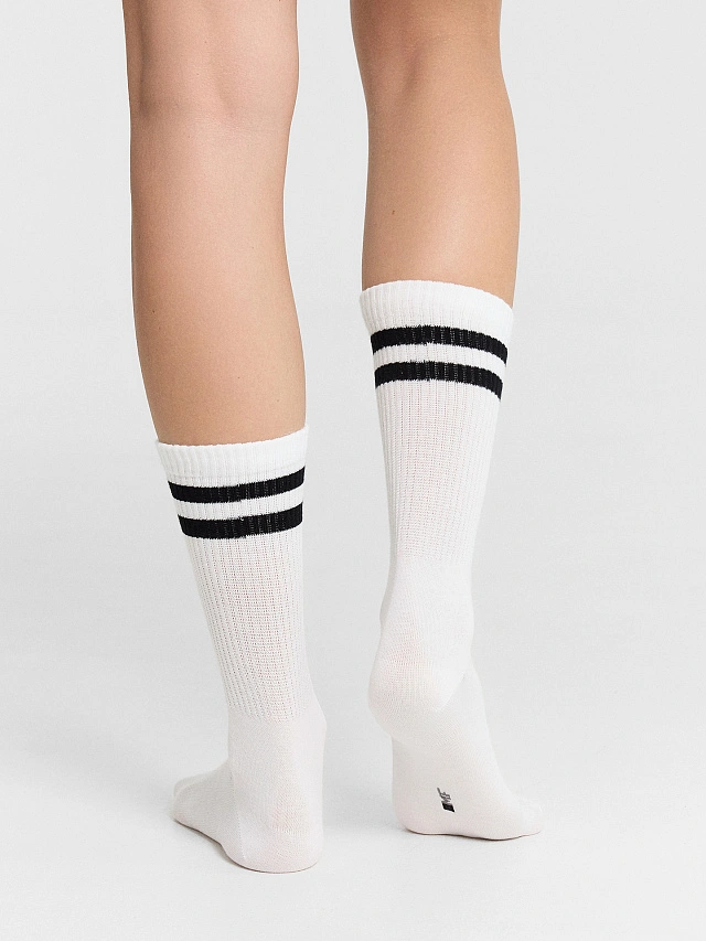 Носки женские белые высокие в наборе, 3 пары - 4