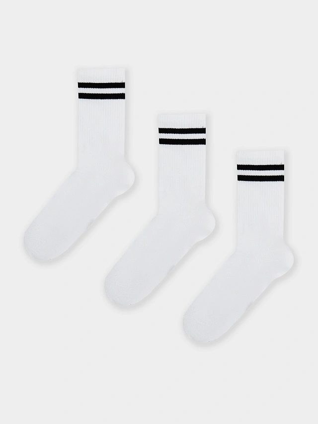 Носки женские белые высокие в наборе, 3 пары - 5