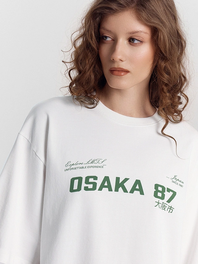 Комплект женский белый с принтом и надписью "Osaka 87" - 6