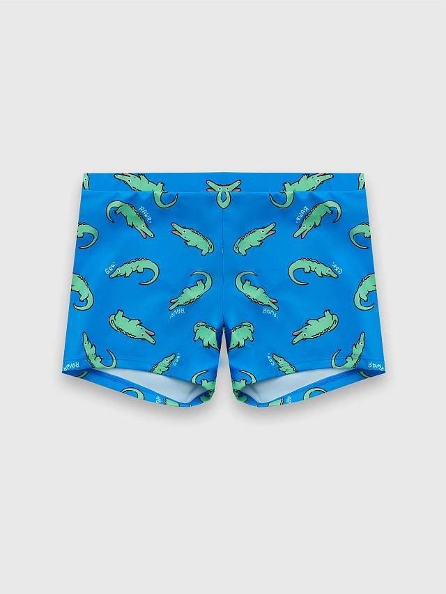 Трусы купальные для мальчиков синие с принтом "крокодилы" - 5