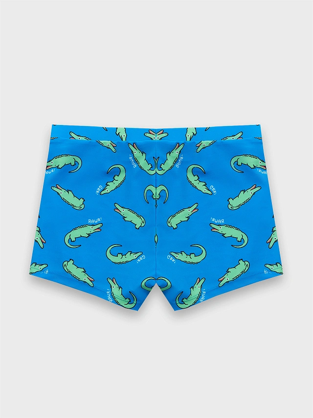 Трусы купальные для мальчиков синие с принтом "крокодилы" - 6