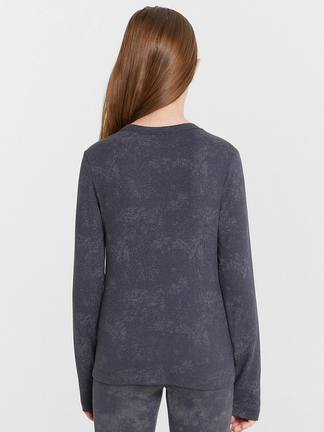 Лонгслив для девочек серый с обработкой эйсид и надписью "make your dream" - 4