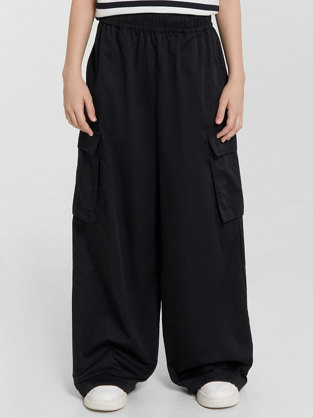 Брюк карго для девочек черные - 2