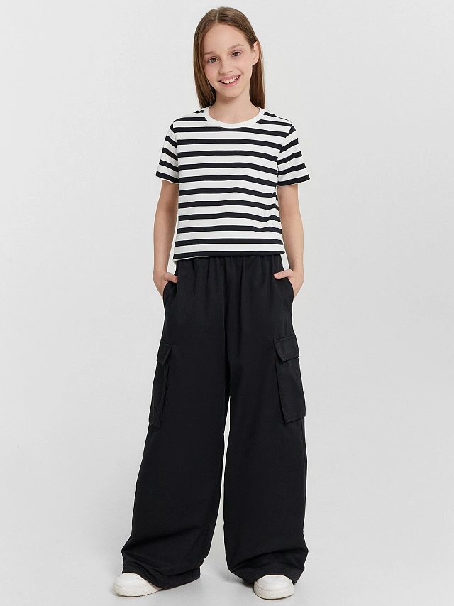 Брюк карго для девочек черные - 3
