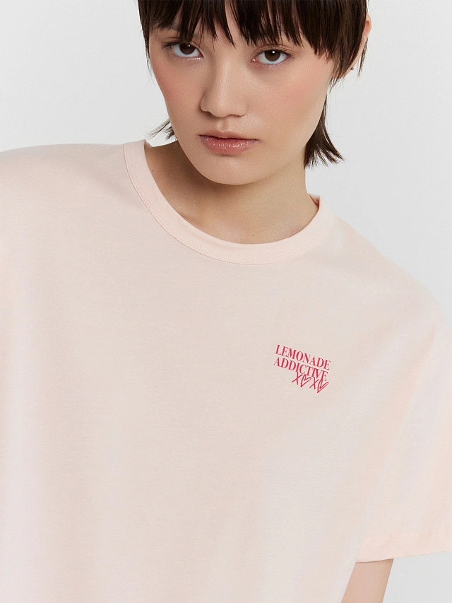 Футболка женская розовая с принтом "Lemonade" - 5