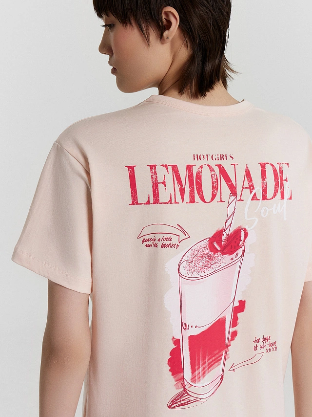 Футболка женская розовая с принтом "Lemonade" - 6