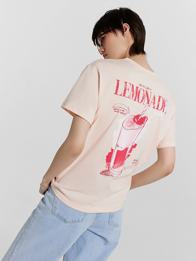 Футболка женская розовая с принтом "Lemonade" - 7