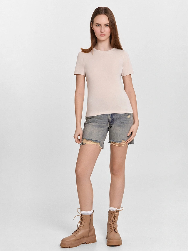 Футболка женская бежевая - 2