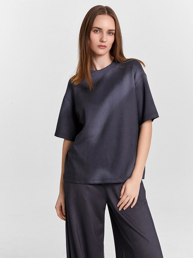 Комплект женский графитовый: брюки и футболка - 3