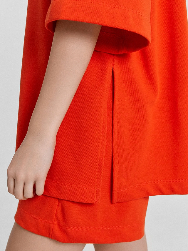 Комплект женский красный: футболка и шорты - 5