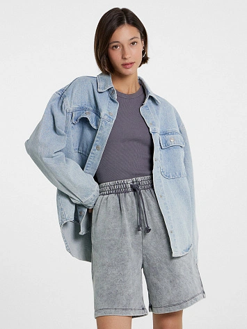 Шорты женские серые с обработкой эйсид