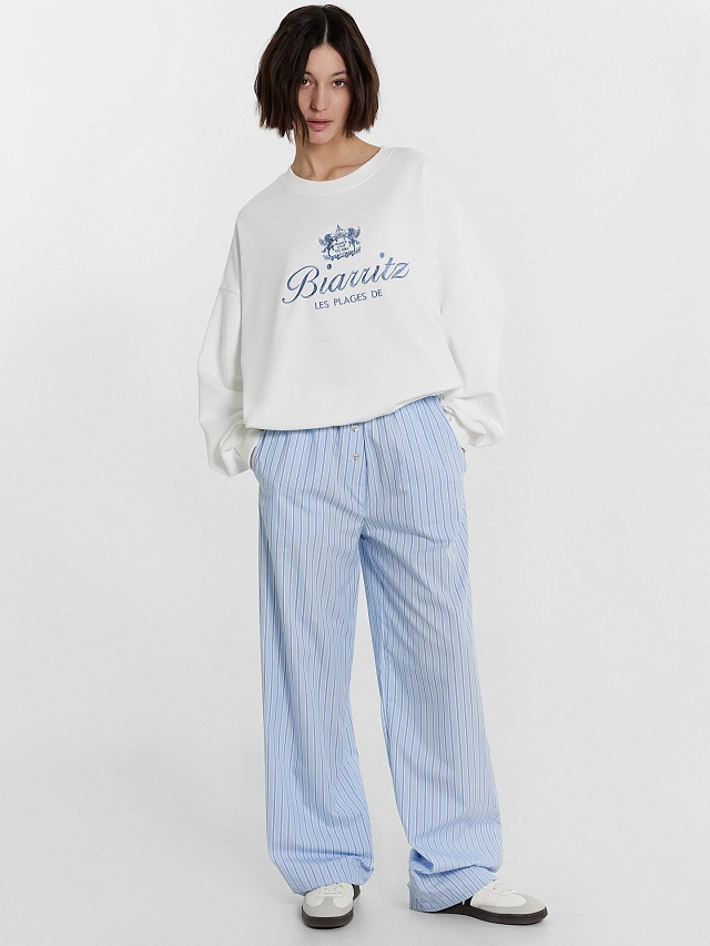 Брюки женские голубые в полоску - 2