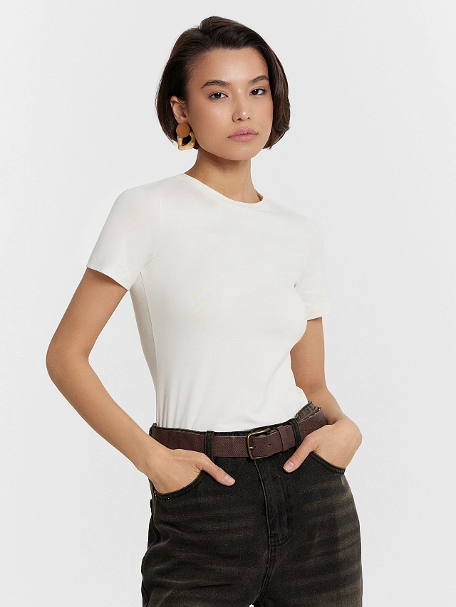 Футболка женская молочная - 5