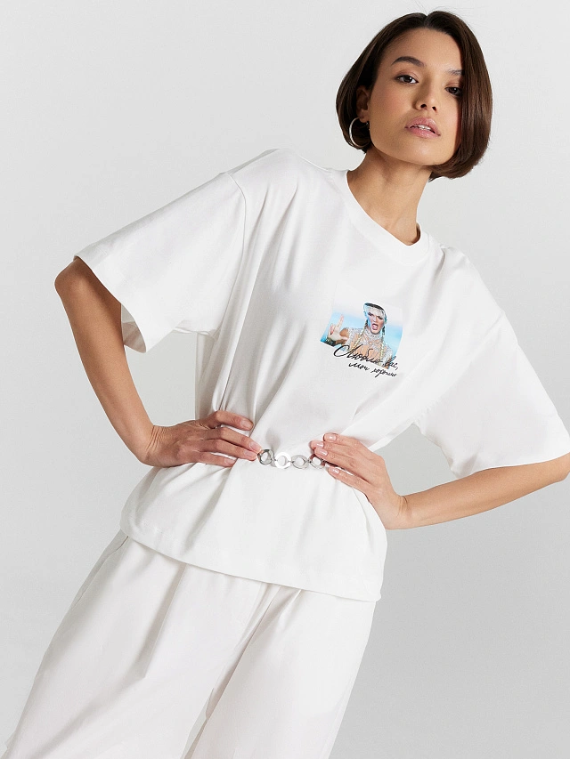 Футболка женская белая с принтом и надписью "Люблю вас, мои хорошие" - 6