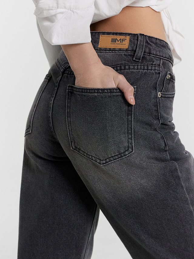 Джинсы женские Mom fit серые - 4