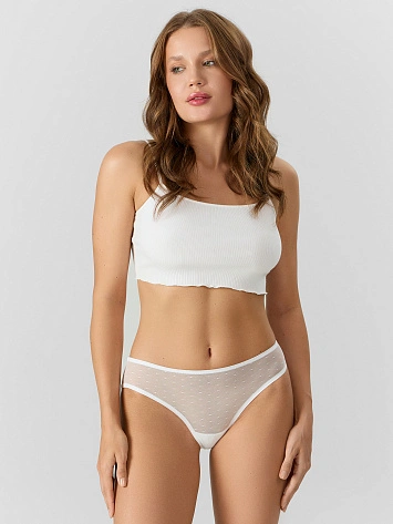 Трусы слипы женские белые из сеточки