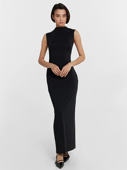 картинка Платье миди женское черное с вырезом на спине от магазина стильной одежды Mark Formelle