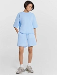 Комплект женский голубой: футболка и шорты