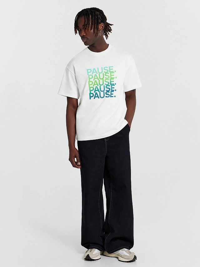 Футболка мужская белая с принтом "Pause" - 3