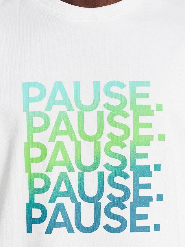 Футболка мужская белая с принтом "Pause" - 4