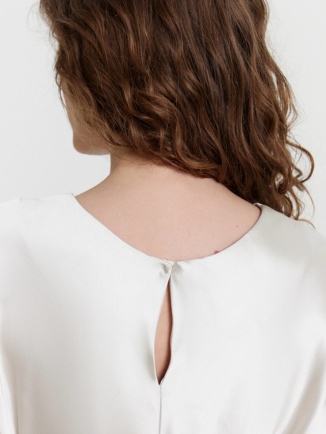 Платье женское молочное с цветочным принтом - 6