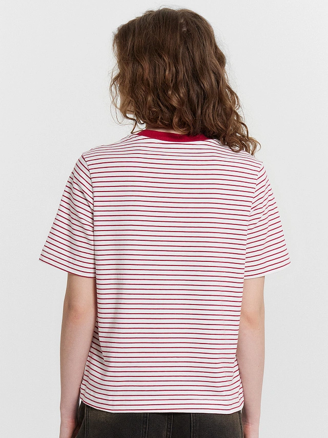 Футболка женская в красную полоску - 2