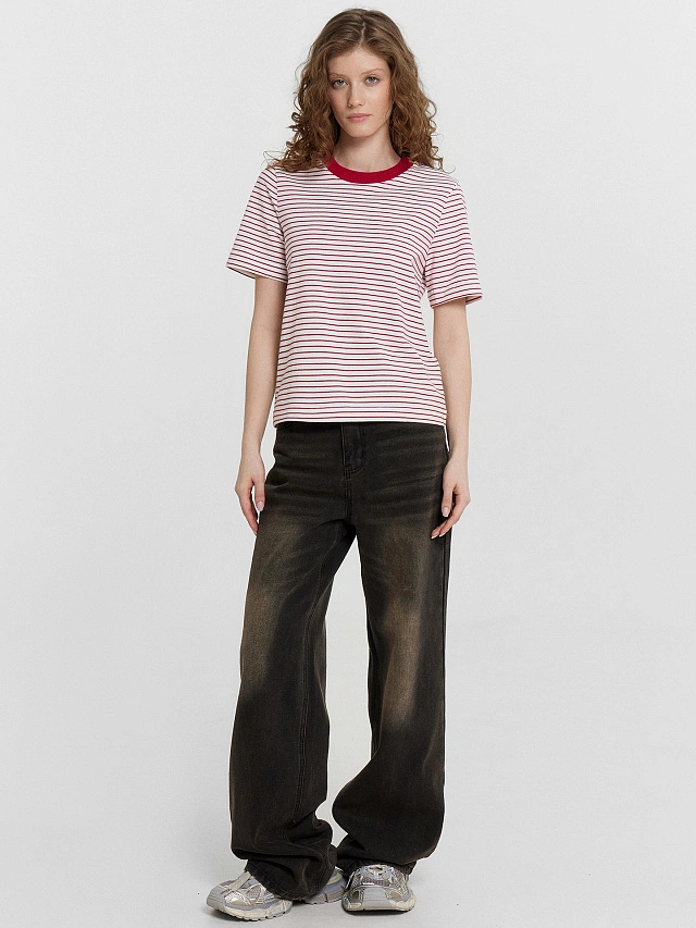 Футболка женская в красную полоску - 3