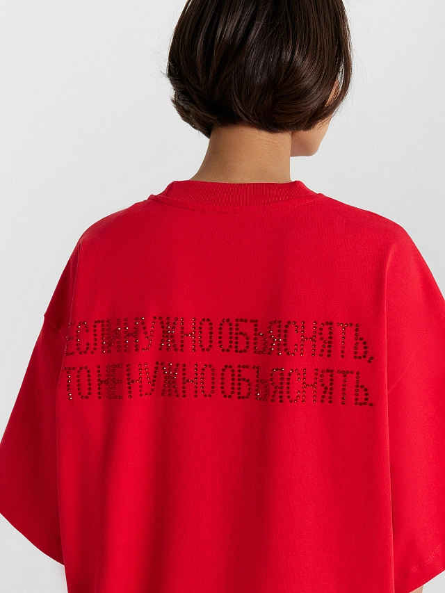 Футболка женская красная с надписью "Если нужно объяснять, то не нужно объяснять" - 5