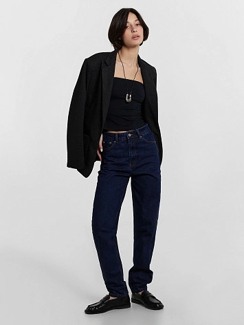 Джинсы женские mom fit синие