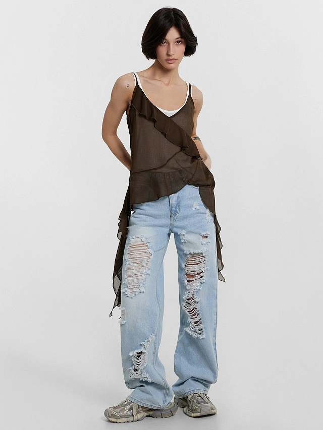 Топ женский полупрозрачный коричневый - 6