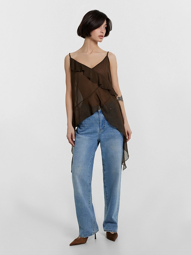 Топ женский полупрозрачный коричневый - 3