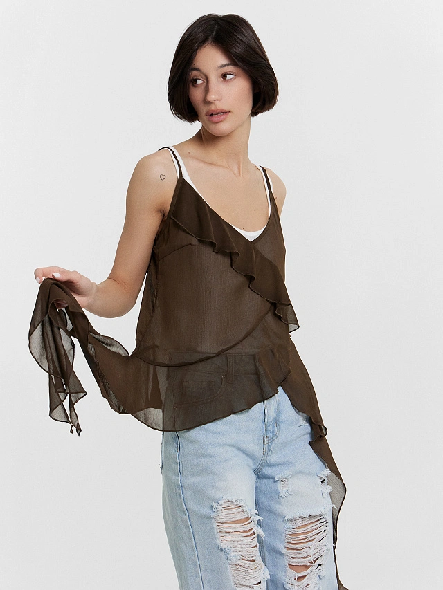 Топ женский полупрозрачный коричневый - 5