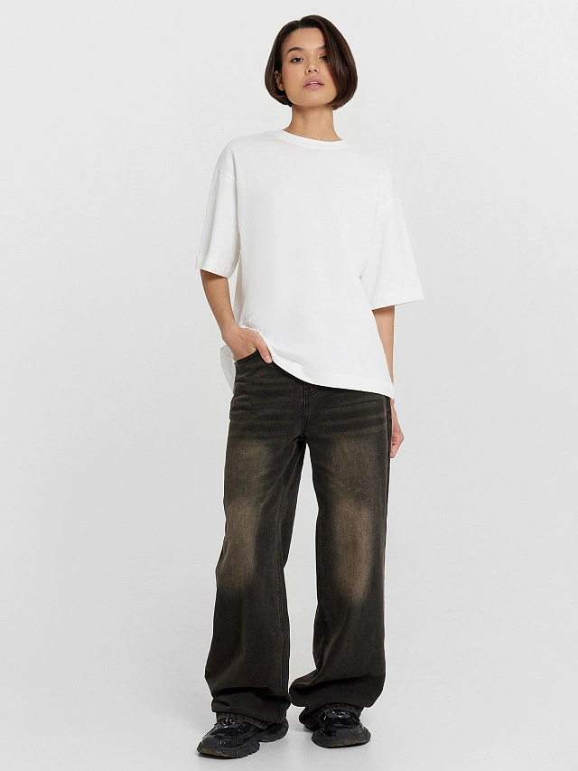 Футболка женская белая с надписью из страз "Зачем переживать, если можно не переживать" - 3