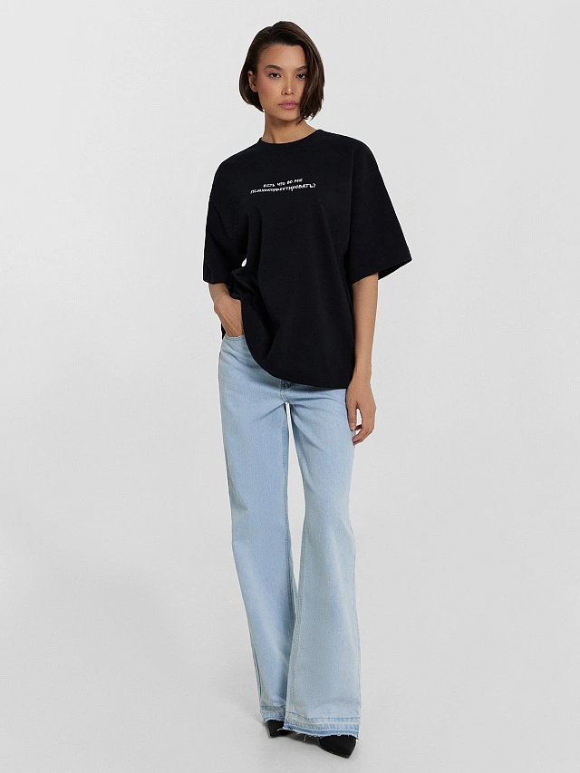 Футболка женская черная с надписью "Есть что во мне психокорректировать?" - 3