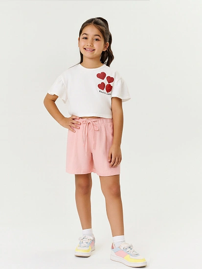 картинка Шорты льняные для девочек розовые  от известного бренда одежды для девочек Mark Formelle