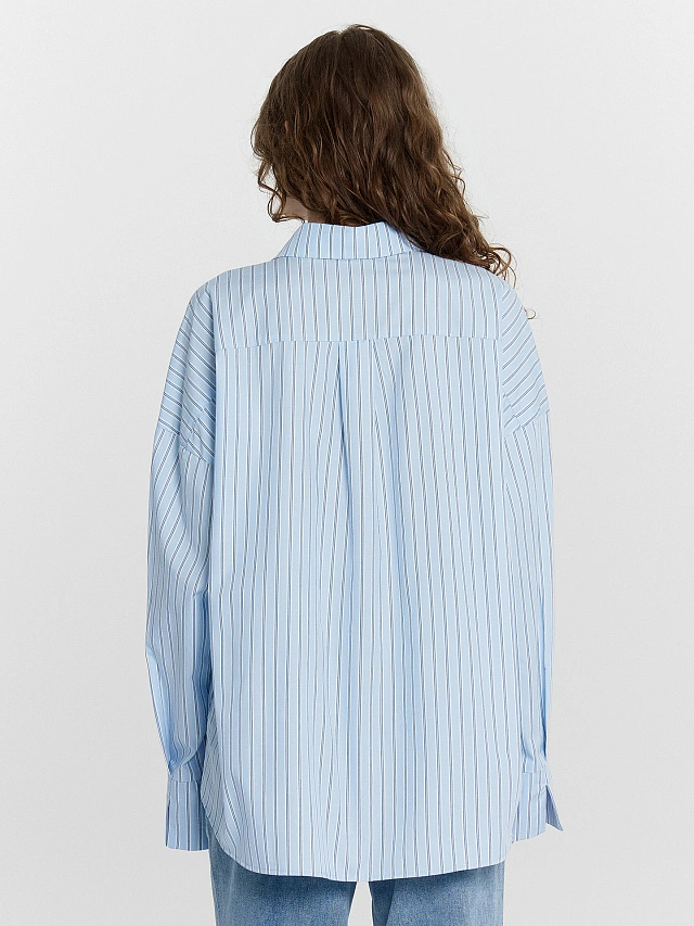 Рубашка женская голубая в полоску - 3