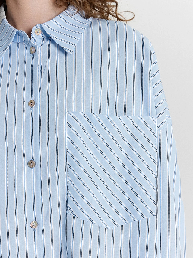 Рубашка женская голубая в полоску - 6