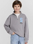 Толстовка для мальчиков серая с принтом на груди