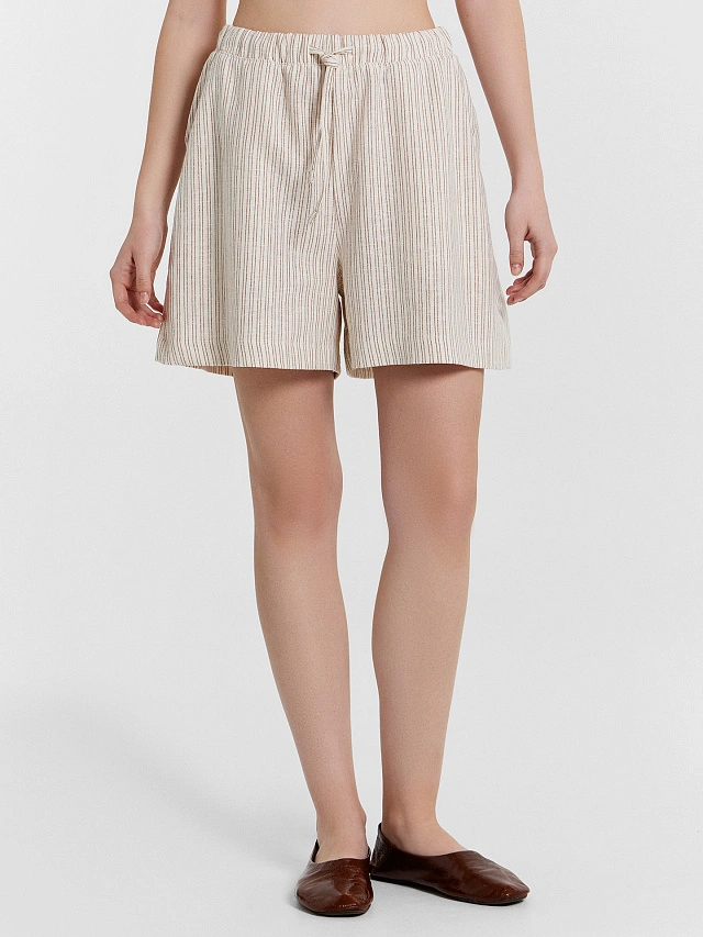 Шорты женские коричневые в полоску - 2