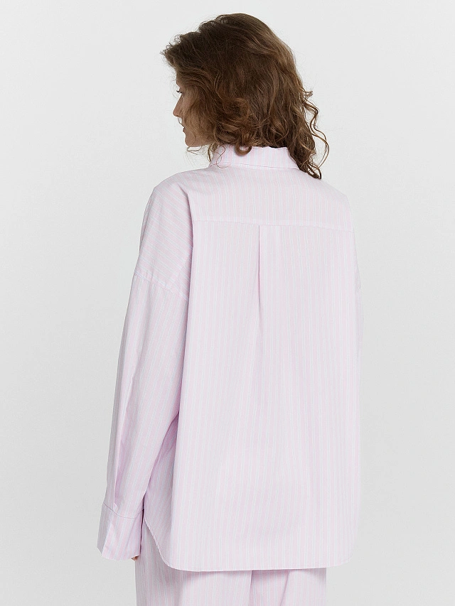 Рубашка женская розовая в полоску - 4