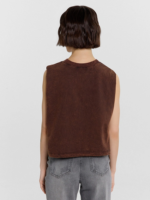 Топ женский коричневый с обработкой эйсид и надписью "The badlands" - 2